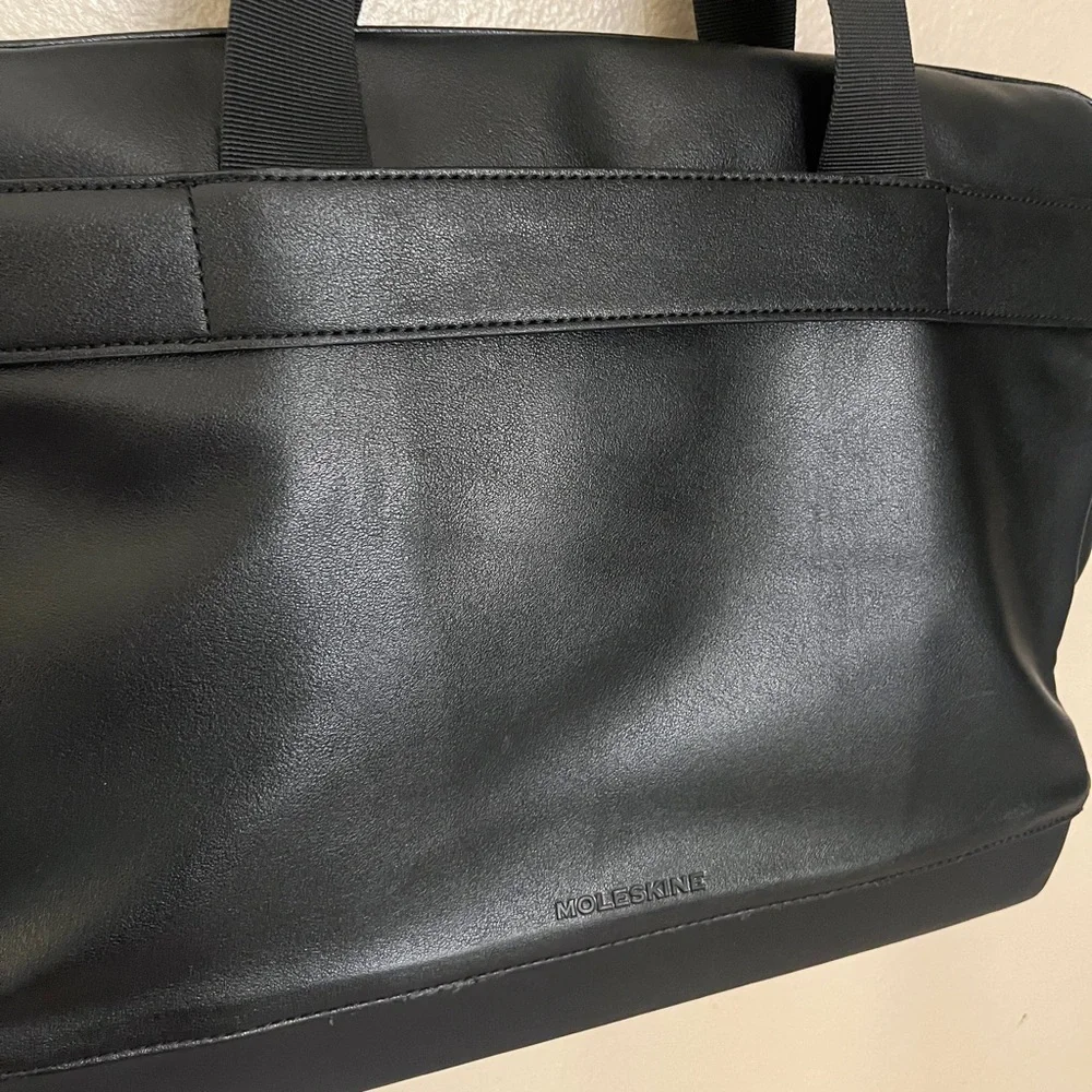 Black Moleskine Classic Briefcase Laptop Bag With Strap